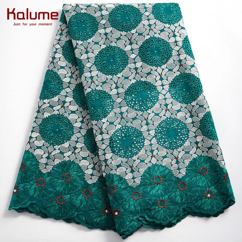 Kalume Fashion African Laces Fabric Fashion Diy Swiss Voile 2021 Nigerian Cotton Lace Fabric For Sew Dresses Party Wedding F2373