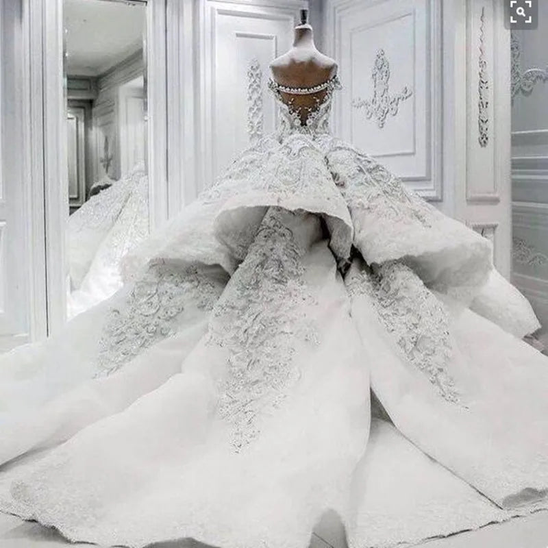 Robe De Mariage Princesse Robe De Mariée Luxueuse Robe De Mariée En Satin Avec Perles Robe De Bal Robes De Mariée 2021