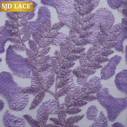 SJD LACE African Lace Fabric With Stones Nigerian French Mesh Lace Fabric 2021New Coming Style For Wedding Party Dress Sew A2322