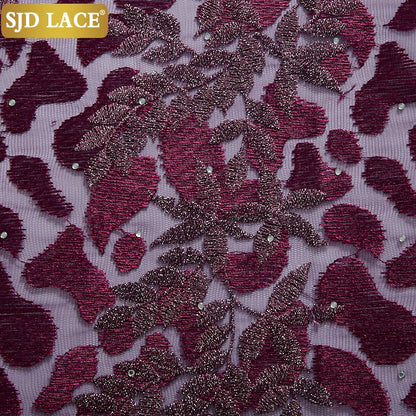 SJD LACE African Lace Fabric With Stones Nigerian French Mesh Lace Fabric 2021New Coming Style For Wedding Party Dress Sew A2322