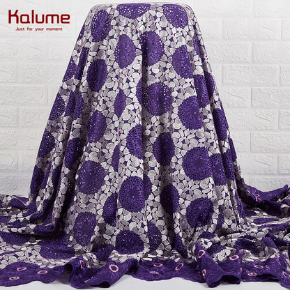 Kalume Fashion African Laces Fabric Fashion Diy Swiss Voile 2021 Nigerian Cotton Lace Fabric For Sew Dresses Party Wedding F2373