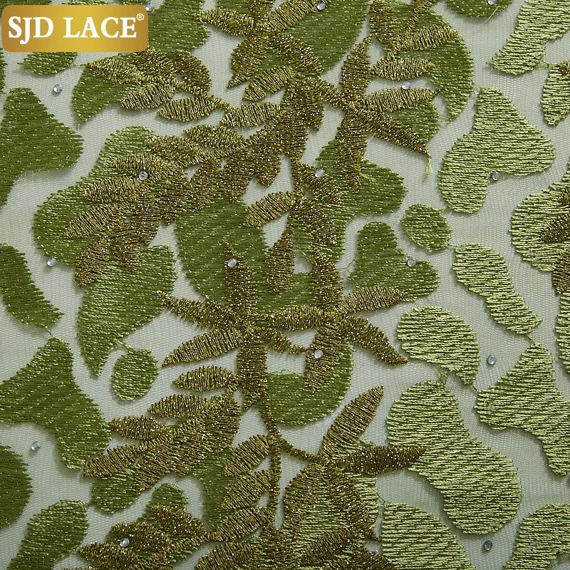 SJD LACE African Lace Fabric With Stones Nigerian French Mesh Lace Fabric 2021New Coming Style For Wedding Party Dress Sew A2322