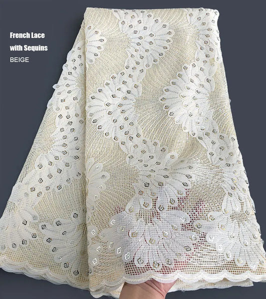 Tissu en dentelle africaine française 3D élégant Nigéria Ghana vêtement traditionnel robe couture vêtements de mariage avec des paillettes très soignées