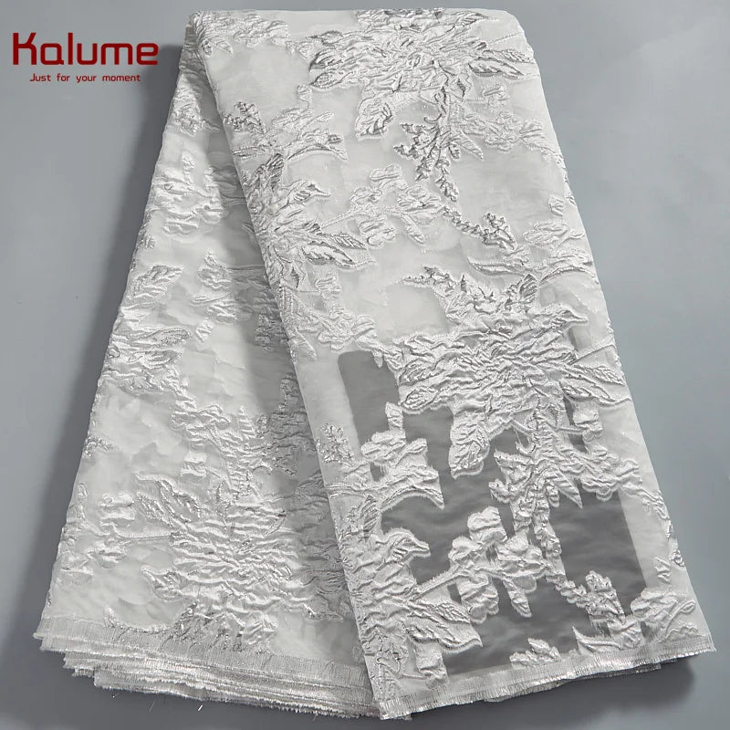 African Tulle Lace Fabric 2024 Satin Nigerian Brocade Gild Jacquard Lace Fabric For Sewing Wedding Party Dress Women Cloth F2078