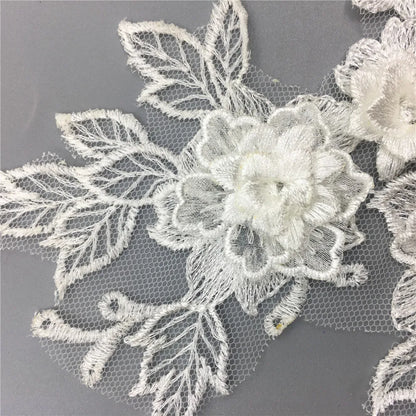 3D 1 paire à vendre Fournitures d'artisanat Garniture Décoration de robe de mariée Couture sur dentelle Tissu brodé Broderie Applique