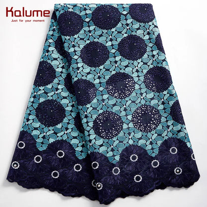 Kalume Fashion African Laces Fabric Fashion Diy Swiss Voile 2021 Nigerian Cotton Lace Fabric For Sew Dresses Party Wedding F2373