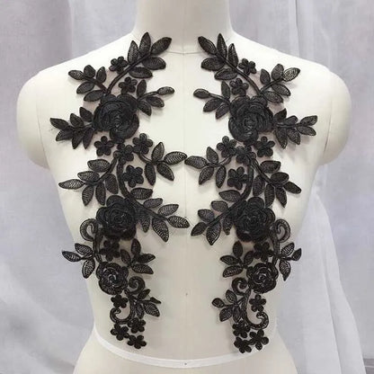 1 par de apliques de tela de encaje con flores para boda, para decoración de vestidos de disfraces, parches de costura, apliques artesanales