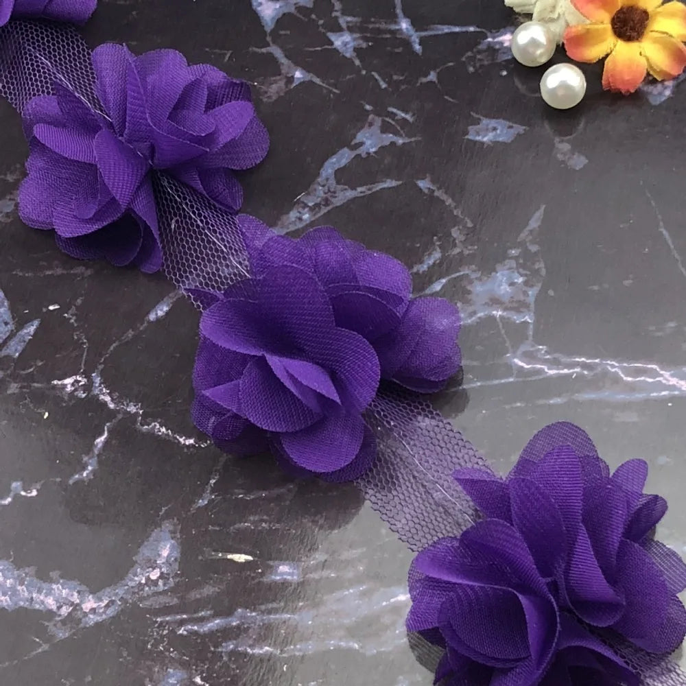 24 piezas de flores 3D de gasa en racimo, flores de encaje para decoración de vestidos, apliques de tela de encaje, adornos, suministros de costura