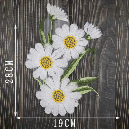 1 Set New Sunflower Embroidery Patches for Clothing Clothes Sticker Stripe Sew-on Dress Applique DIY Hole Repair