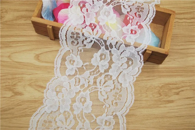 White Polyester Lace 14mm Trim Fabric Sewing Accessories Cloth Wedding Dress Decoration Ribbon Craft Supplies 100yards L822