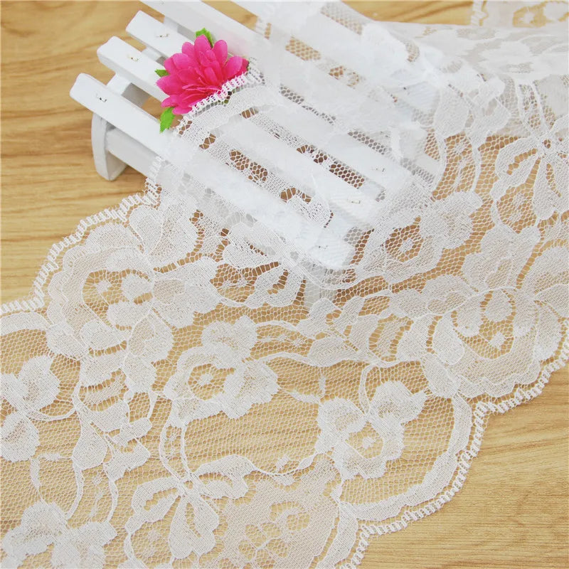 Dentelle en polyester blanc 14 mm, garniture en tissu, accessoires de couture, tissu, robe de mariée, décoration, ruban, fournitures d'artisanat, 100 mètres L822