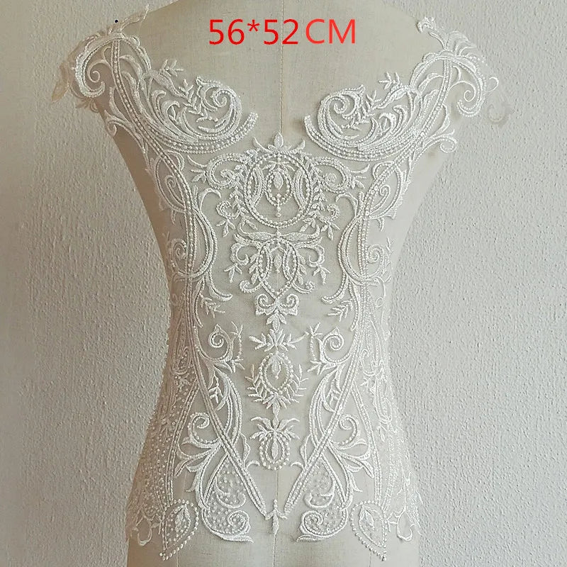 Applique 3D en dentelle française blanche pure pour robe de mariée, coiffure de mariée à faire soi-même, col en dentelle blanche ivoire, patch en tissu de dentelle RS1234