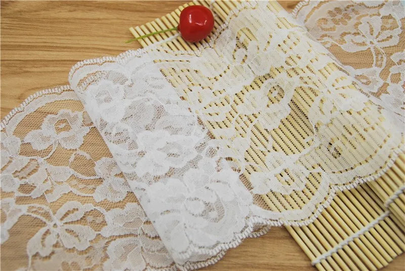 Dentelle en polyester blanc 14 mm, garniture en tissu, accessoires de couture, tissu, robe de mariée, décoration, ruban, fournitures d'artisanat, 100 mètres L822