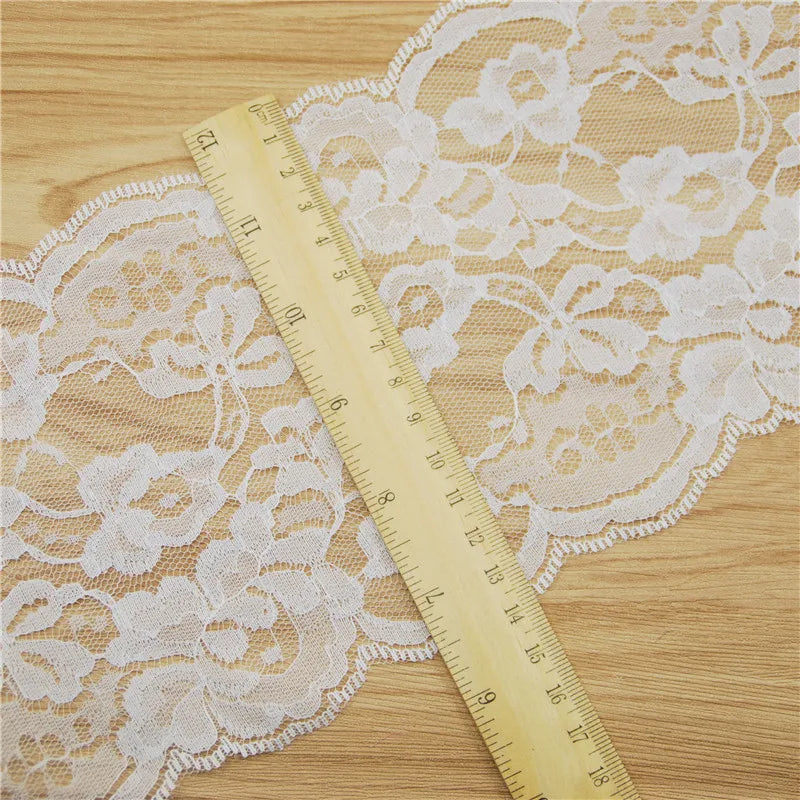 Encaje de poliéster blanco de 14 mm, accesorio de costura para tela, decoración de vestidos de novia, cinta, suministros para manualidades, 100 yardas, L822