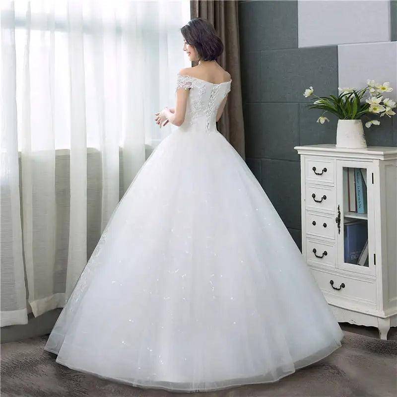 It's YiiYa Sexy Boat Neck Wedding Dresses Simple Off White Cheap Sleeveless Wedding Gown HS284