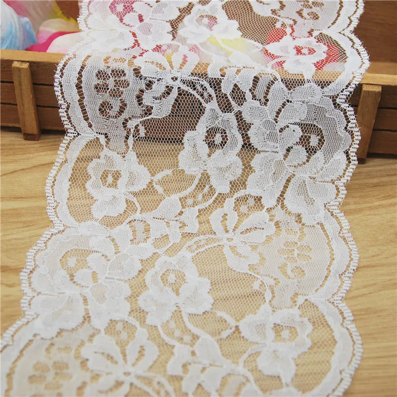 Dentelle en polyester blanc 14 mm, garniture en tissu, accessoires de couture, tissu, robe de mariée, décoration, ruban, fournitures d'artisanat, 100 mètres L822