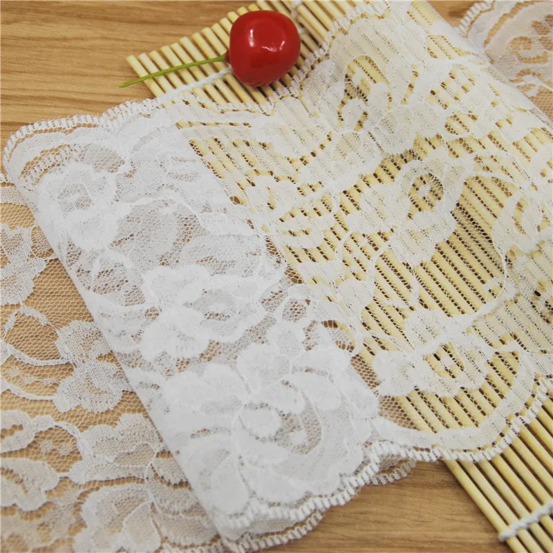 Dentelle en polyester blanc 14 mm, garniture en tissu, accessoires de couture, tissu, robe de mariée, décoration, ruban, fournitures d'artisanat, 100 mètres L822