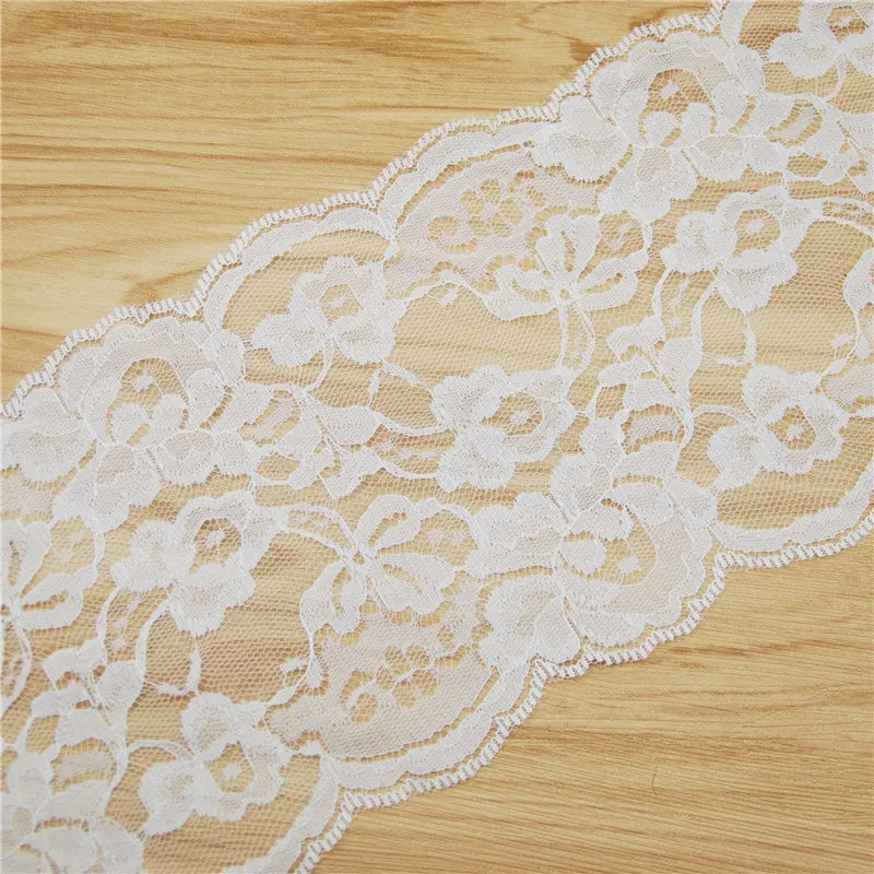 White Polyester Lace 14mm Trim Fabric Sewing Accessories Cloth Wedding Dress Decoration Ribbon Craft Supplies 100yards L822