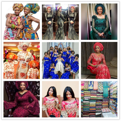 Últimas novedades 2024, tela de encaje jacquard nigeriano de alta calidad, tela de encaje de brocado africano de damasco para vestidos de fiesta de boda de mujer S3935