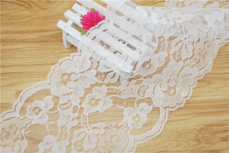 Dentelle en polyester blanc 14 mm, garniture en tissu, accessoires de couture, tissu, robe de mariée, décoration, ruban, fournitures d'artisanat, 100 mètres L822