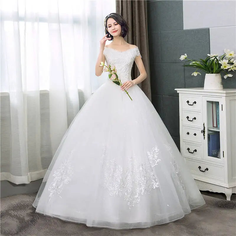 It's YiiYa Sexy Boat Neck Wedding Dresses Simple Off White Cheap Sleeveless Wedding Gown HS284