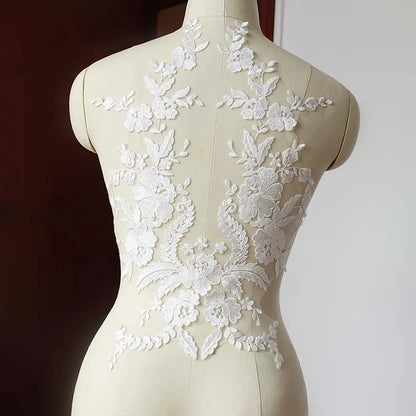 Applique en dentelle française faite à la main pour robe de mariée, coiffure de mariée, col en dentelle blanche, patch en tissu en dentelle HB82W