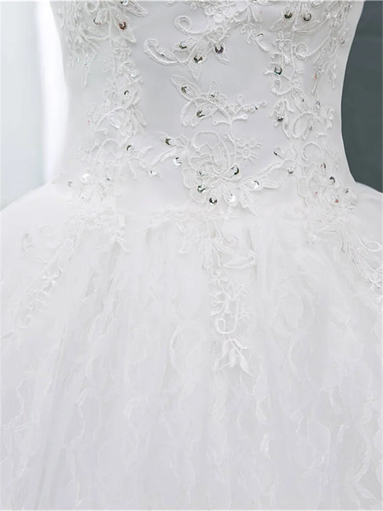 It's YiiYa New Long Flare Sleeve Wedding Dresses Simple O-neck Back Lace Up Wedding Gown HS283