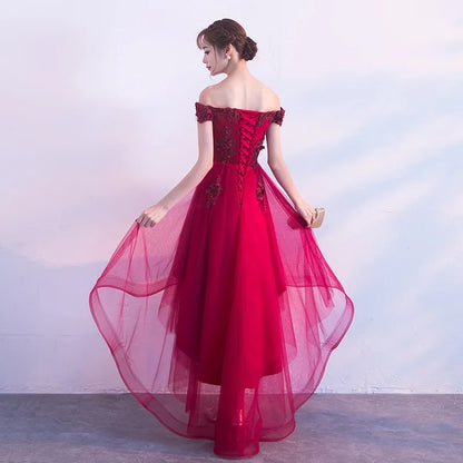 Evening Wine Red Boat Neck Cocktail Dresses Embroidery Tea-Length Plus size Customization Women Formal Dress Party Gown H063