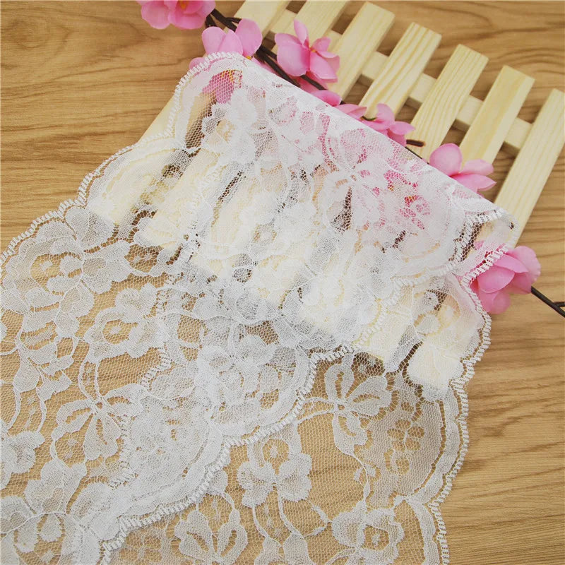 White Polyester Lace 14mm Trim Fabric Sewing Accessories Cloth Wedding Dress Decoration Ribbon Craft Supplies 100yards L822