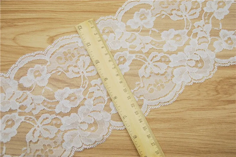 Encaje de poliéster blanco de 14 mm, accesorio de costura para tela, decoración de vestidos de novia, cinta, suministros para manualidades, 100 yardas, L822