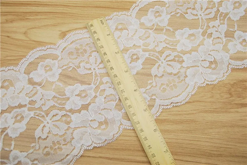 Encaje de poliéster blanco de 14 mm, accesorio de costura para tela, decoración de vestidos de novia, cinta, suministros para manualidades, 100 yardas, L822