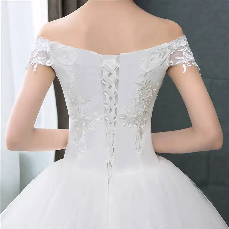 It's YiiYa Sexy Boat Neck Wedding Dresses Simple Off White Cheap Sleeveless Wedding Gown HS284