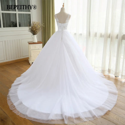 BEPEITHY Robe de mariée vintage à col en V avec ceinture Robe de mariée Casamento Perles Robes de mariée 2022 Robe de bal