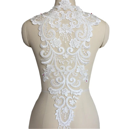 Applique 3D en dentelle française blanche pure pour robe de mariée, coiffure de mariée à faire soi-même, col en dentelle blanche ivoire, patch en tissu de dentelle RS1234