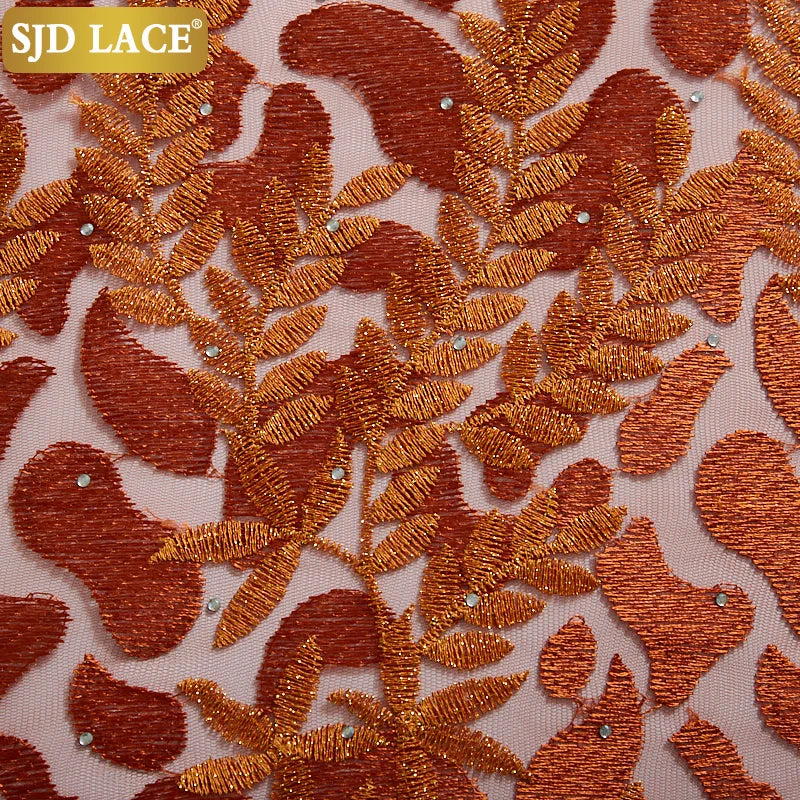 SJD LACE African Lace Fabric With Stones Nigerian French Mesh Lace Fabric 2021New Coming Style For Wedding Party Dress Sew A2322