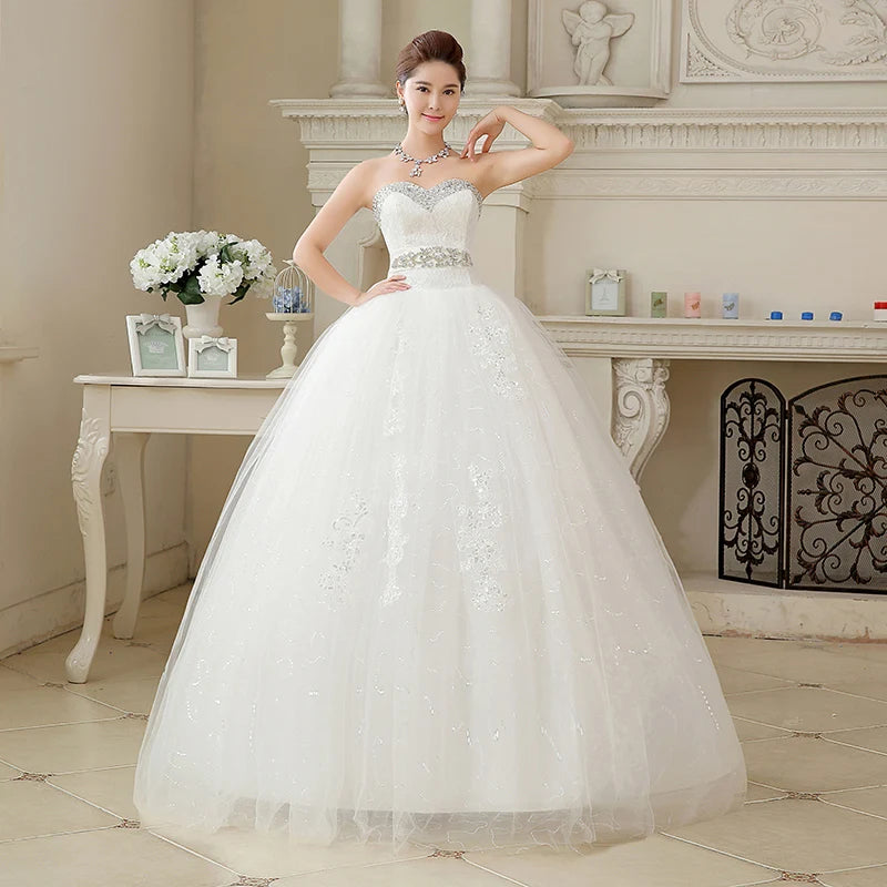 Robes de mariée grande taille longues It's Yiiya BR737 Élégante robe de mariée sans bretelles à lacets Robe de mariée en cristal