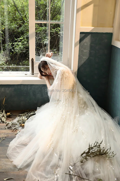 Nouvel arrivage de voile de mariage de luxe à une couche avec dentelle pailletée, superbes longs voiles de mariée avec peigne AX2020