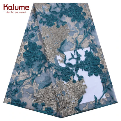 African Tulle Lace Fabric 2024 Satin Nigerian Brocade Gild Jacquard Lace Fabric For Sewing Wedding Party Dress Women Cloth F2078