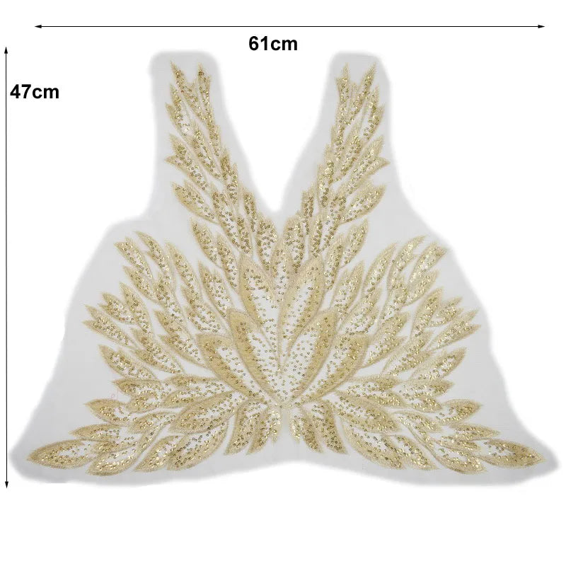 Gold Flower Lace Fabric Trim Ribbon Neckline Collar Embroidered Applique Sewing Craft Wedding Dress Clothes New