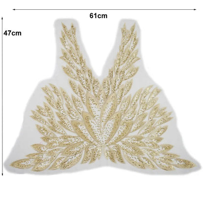 Gold Flower Lace Fabric Trim Ribbon Neckline Collar Embroidered Applique Sewing Craft Wedding Dress Clothes New