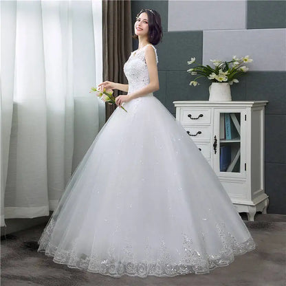 It's YiiYa New V-neck Wedding Dresses Simple Off White Sequined Cheap Wedding Gown De Novia HS288