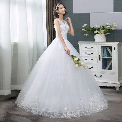 Es YiiYa Nuevos vestidos de novia con escote en V, sencillos, color blanco roto, con lentejuelas, baratos, vestidos de novia HS288