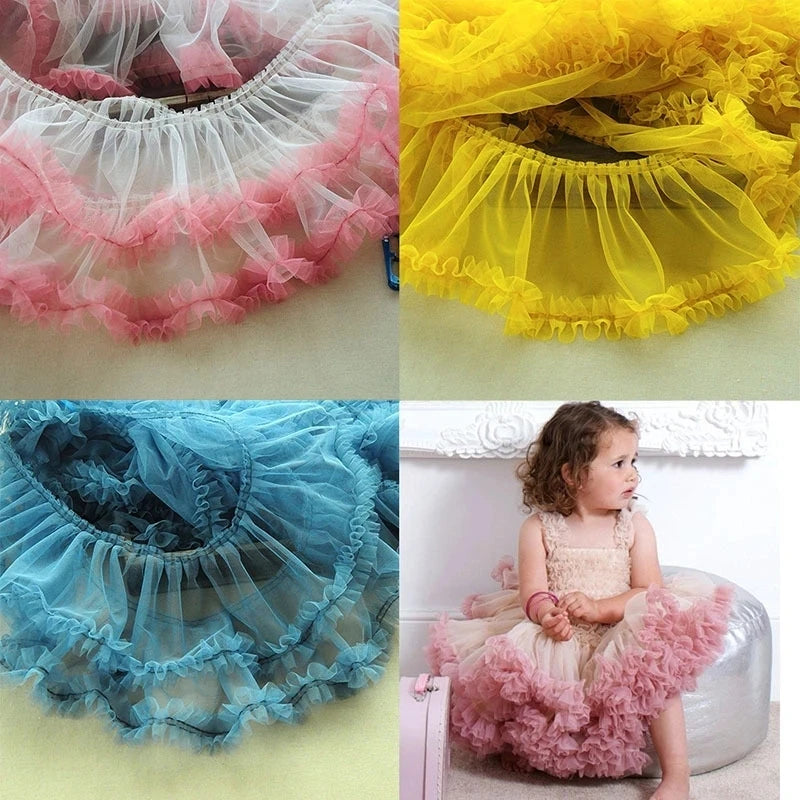 Nouveau tissu plissé en dentelle de tulle avec appliques 3D pour robe de mariée, jupe de fête moelleuse Lolita, textile de maison, accessoires de couture