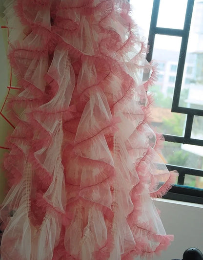 New Pleated 3D Applique Trim Tulle Lace Fabric DIY Wedding Dress Lolita Fluffy Party Skirt Home Textile Sewing Accessories