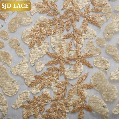 SJD LACE African Lace Fabric With Stones Nigerian French Mesh Lace Fabric 2021New Coming Style For Wedding Party Dress Sew A2322