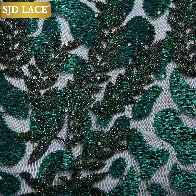 SJD LACE African Lace Fabric With Stones Nigerian French Mesh Lace Fabric 2021New Coming Style For Wedding Party Dress Sew A2322