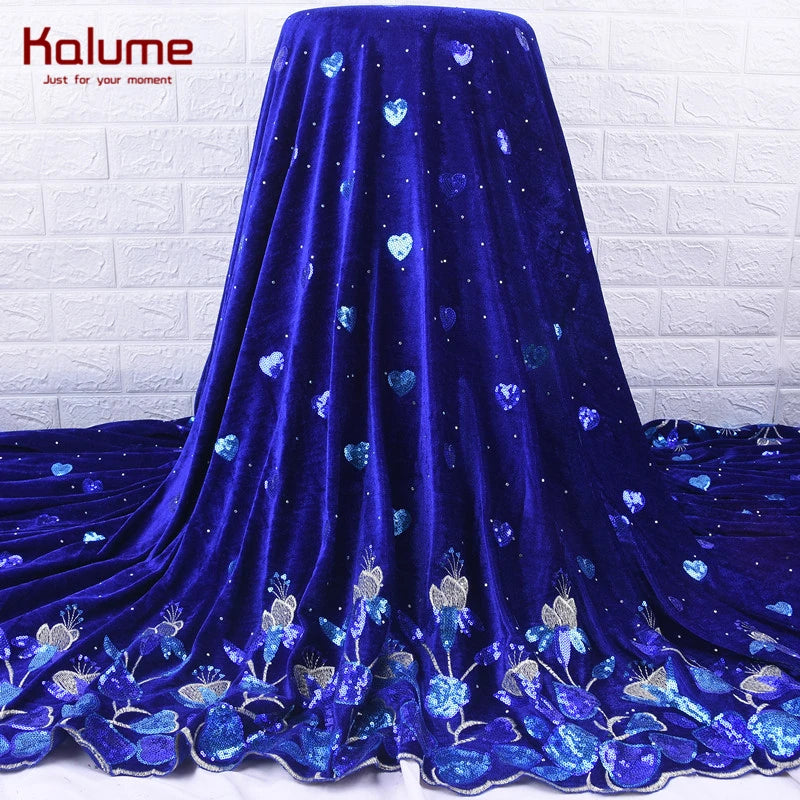 African Velvet Lace Fabric 2024 Nigerian Lace 5 Yards French Velvet Lace Fabric For Party Wedding Dress Sewing Cloth H2014