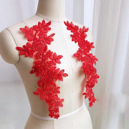 1 par de apliques de tela de encaje con flores para boda, para decoración de vestidos de disfraces, parches de costura, apliques artesanales