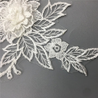 3D 1 pair for sale Craft Supplies trim Wedding Dress decoration    Sewing on lace Embroidered fabric Needlework Applique