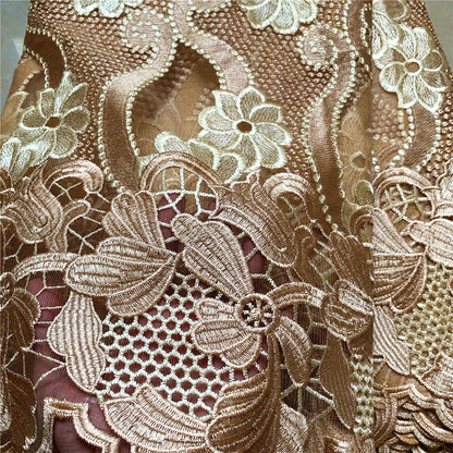 2022 High Quality African Nigerian French Tulle Lace Fabric For Sewing Embroidery Dress Milk Silk Voile Wedding Party   5Yards